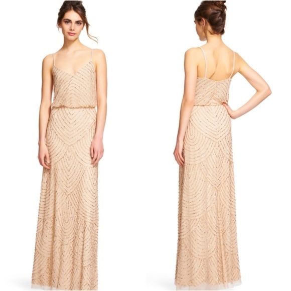 Adrianna Papell Dresses & Skirts - ADRIANNA PAPELL Art Deco Beaded Blouson Gown in Ch